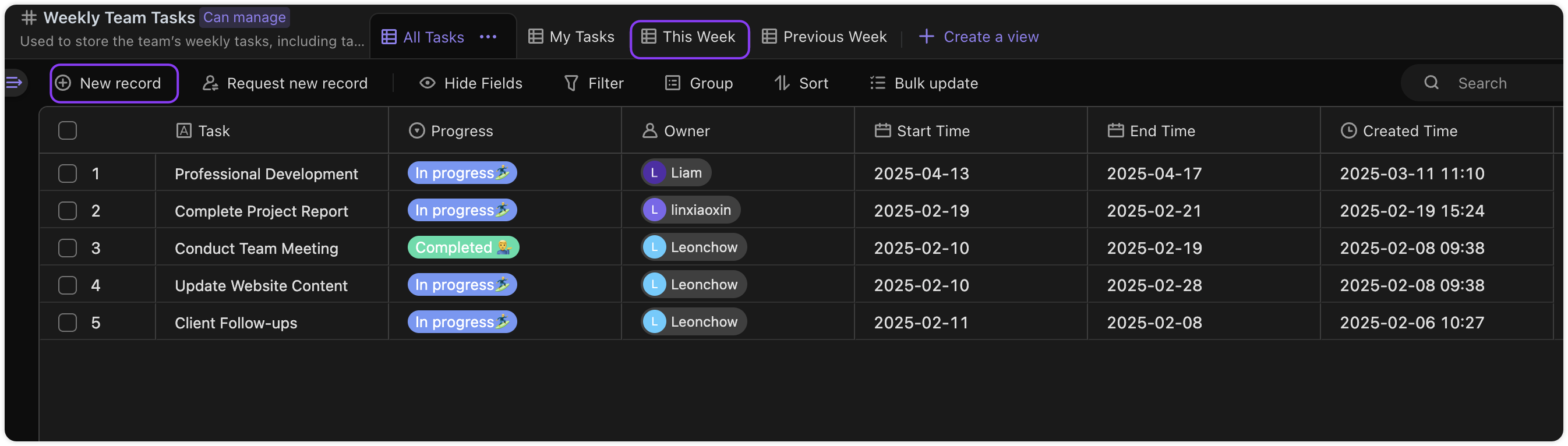 Fill in Task Information