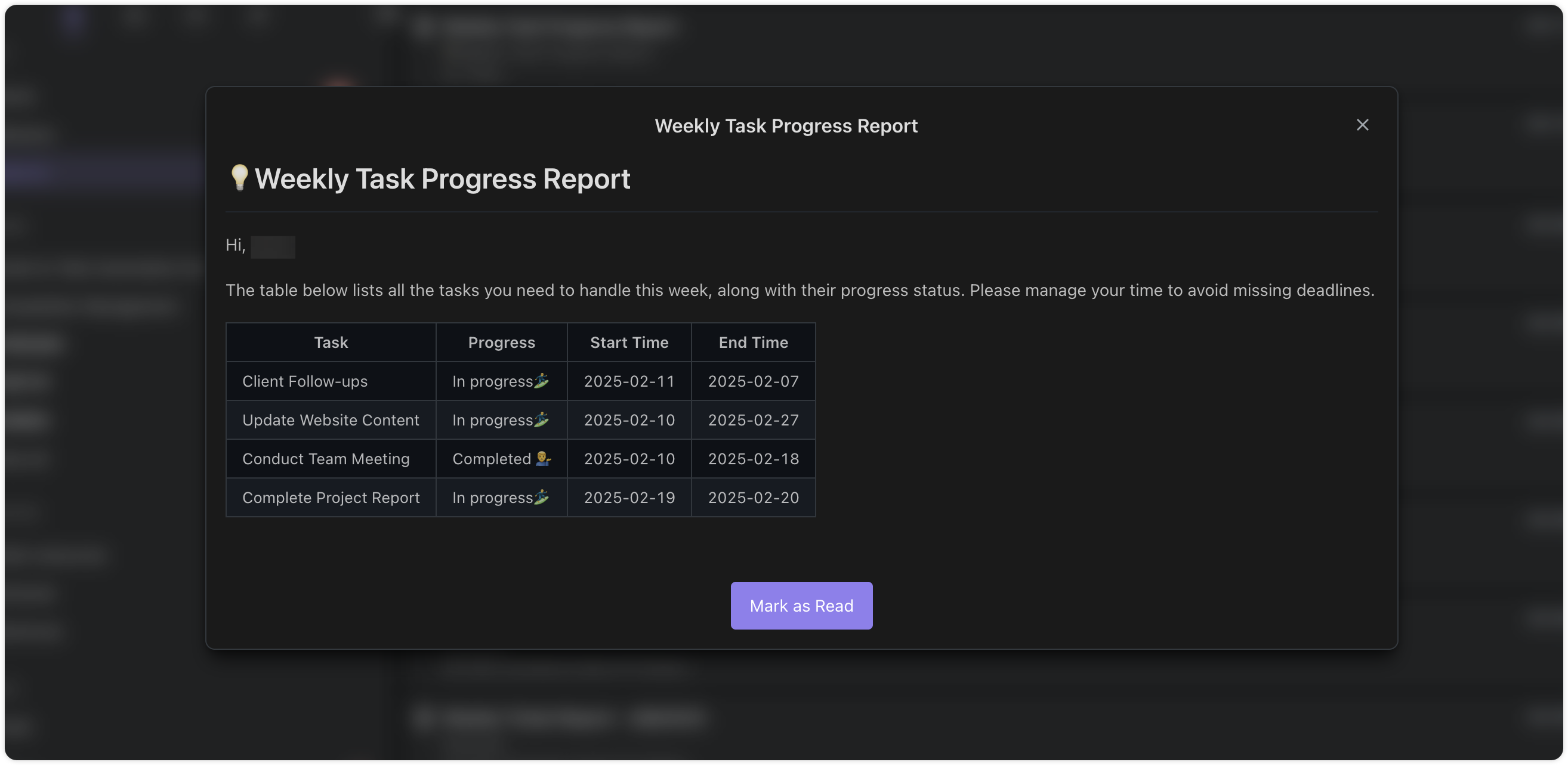 Wednesday Report