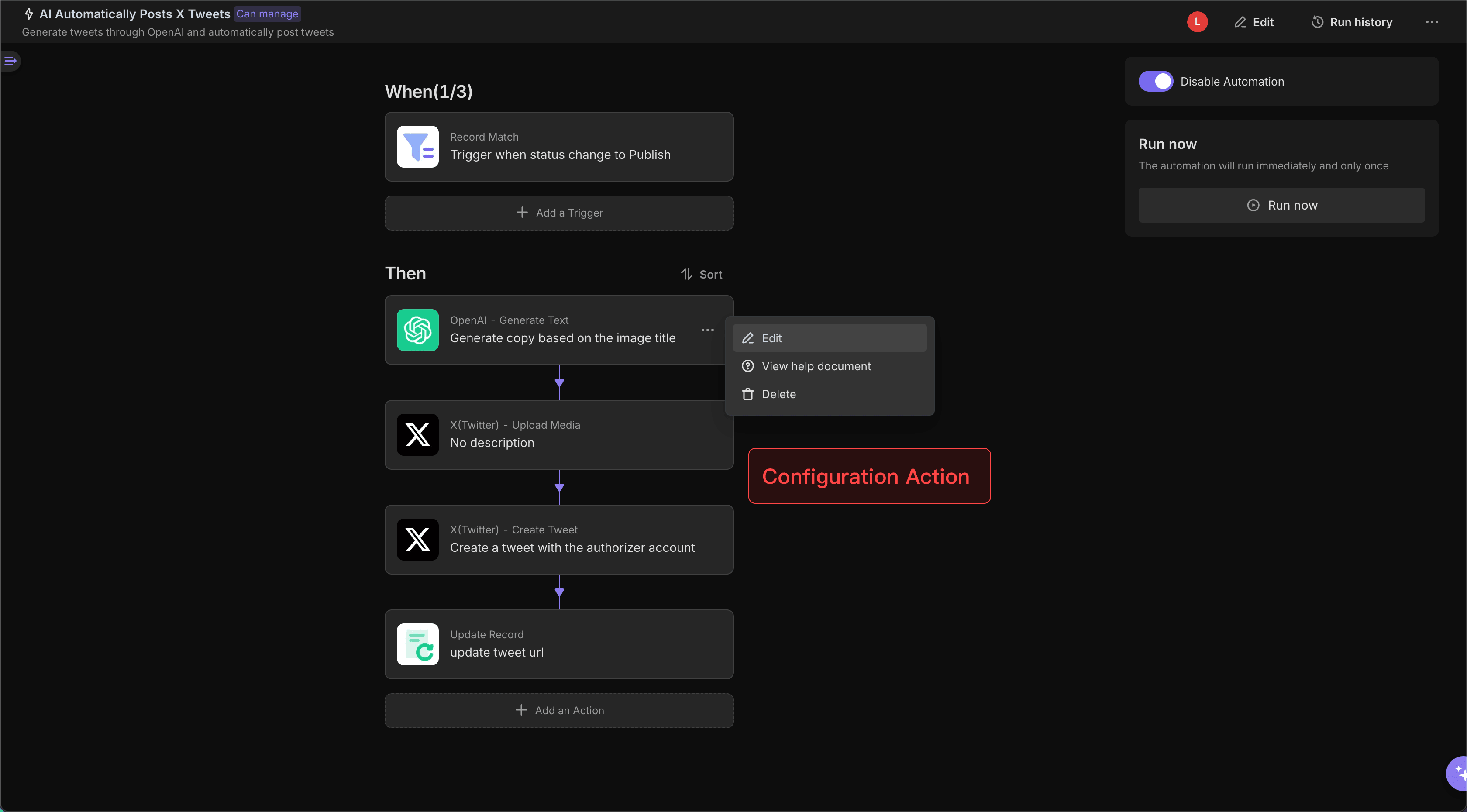 Edit Automation Task