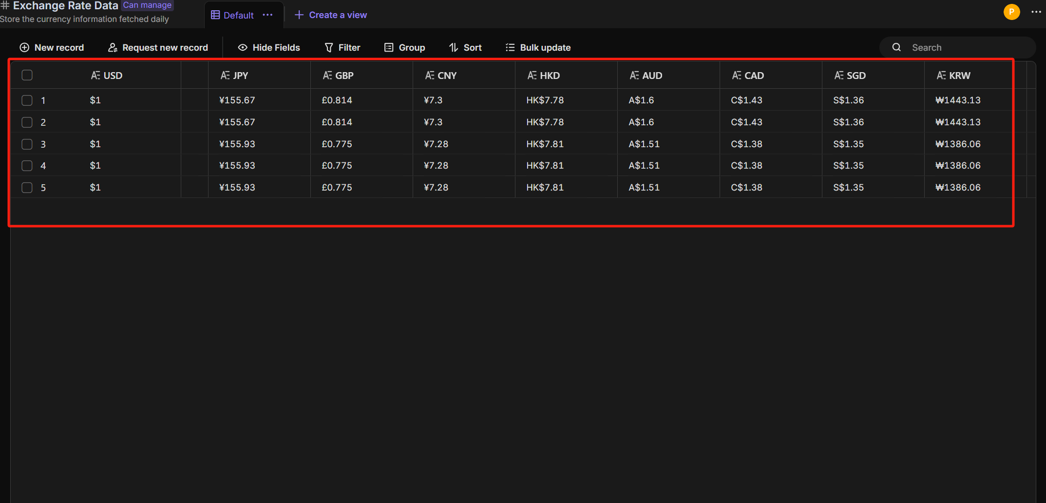 Exchange Rate Data