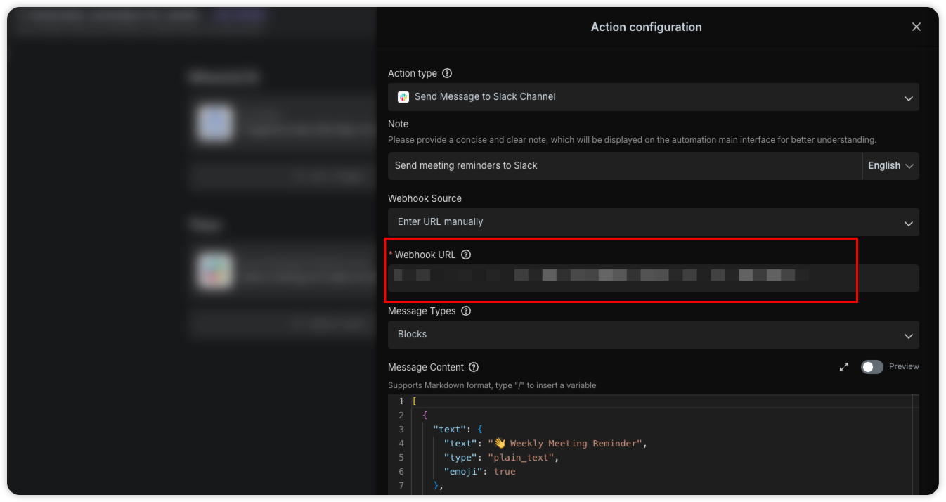 Illustration of Webhook URL configuration