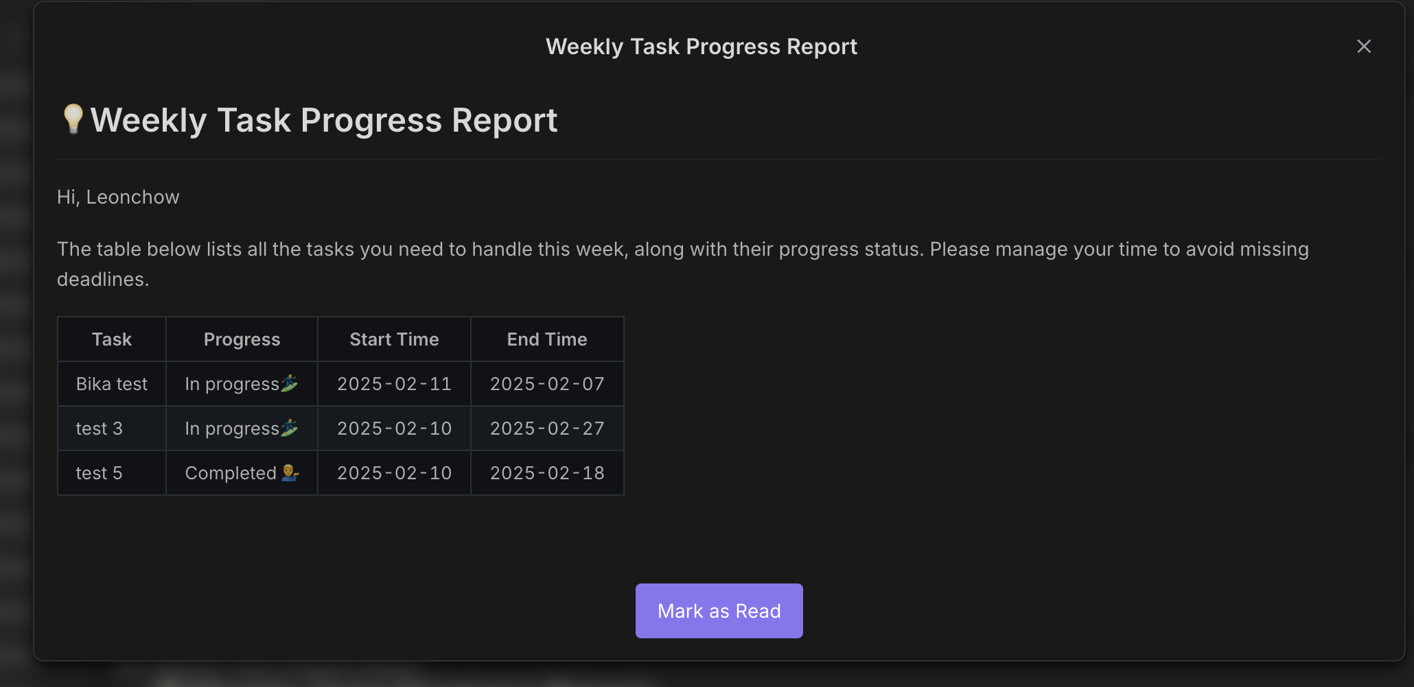 Wednesday Report